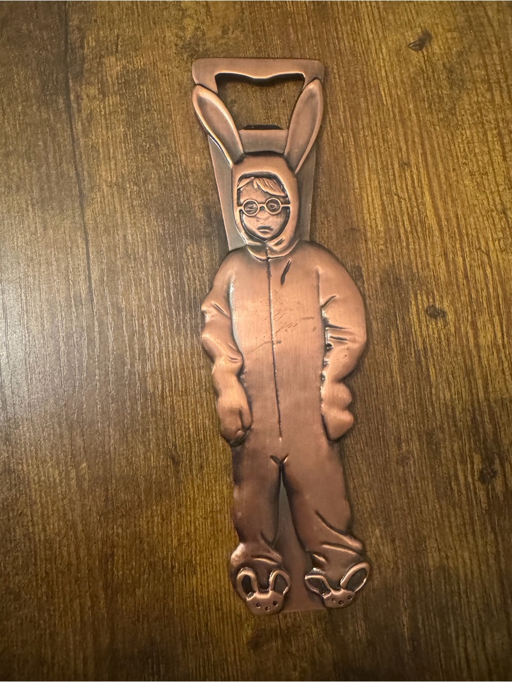A Christmas Story Ralphie Bunny Suit Wall Bottle Opener House Museum Copper Tone